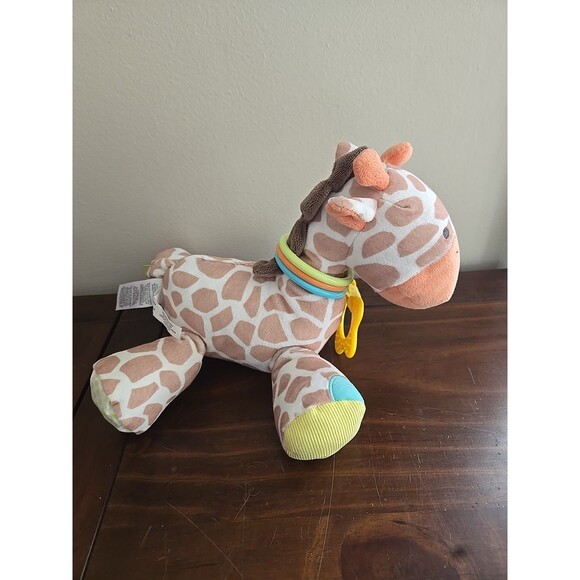 Carters Stuffed Plush Giraffe Orange Brown Tan Crinkle Rattle Teething Ring 10" - Picture 5 of 6